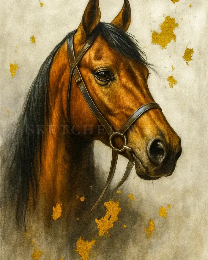 Chestnut horse portrait print